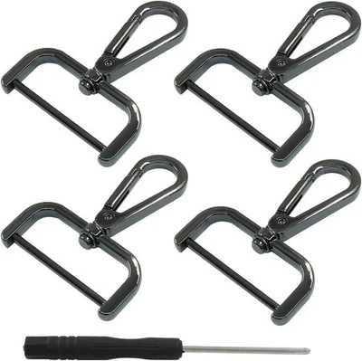 4 Pack Detachable Snap Hook Swivel Clasp with 1.5 Inch Screw Bar Black Heavy ... - Image 1 of 4