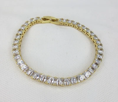 18k Yellow Gold Filled Tennis Bracelet 7"  AAA Cubic Zirconia width 4 mm - Image 1 of 4