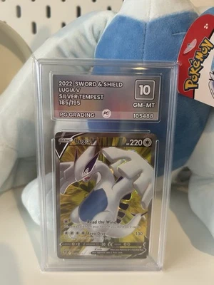 Pokémon Espada y Escudo Plateado Tempestad Lugia V #185/195 PG Clasificación GEMA COMO NUEVA 10 Foto 1 de 4