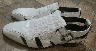 Sandalias Stacy Adams blancas tejidas de pescador (para hombre talla 12) cuero, espuma viscoelástica Foto 1 de 4