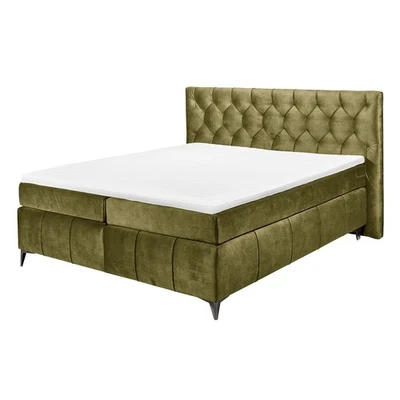 Boxspringbett - olive - Tonnentaschenfederkern - H2 - 160x200 cm Doppelbett - Bild 1 von 4