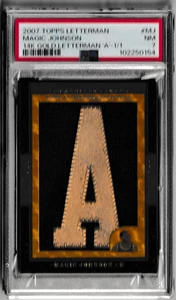 MAGIC JOHNSON PSA 7 2007 TOPPPS LETTERMAN BASKETBALL 14K GOLD EMBEDDED REAL 1/1 - Picture 1 of 2
