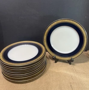 10Theodore Haviland Limoges cobalt blue and gold plated dinner plates Perfect10” - Picture 1 of 15