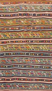 Striped Bohemian Kilim Area Rug 5x8 for a Colorful Living Space Reversible Rug - Picture 1 of 10