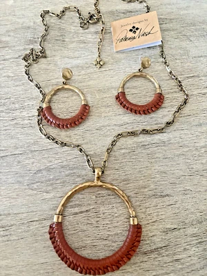 PATRICIA NASH Carmelina CUERO Envuelto Collar Pendiente Juego de 2 Piezas Marrón Foto 1 de 4