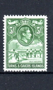 Turks and Caicos Islands 1944 5s deep green Salt Industry SG 204a MH - Picture 1 of 1