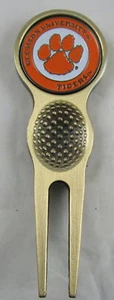 Strumento di riparazione divot golf collegiale NCAA Ballmark bronzo Clemson Tigers - Foto 1 di 2