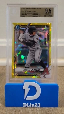 2021 BOWMAN CHROME DRAFT SAPPHIRE JORDAN LAWLAR YELLOW REFRACTOR /99 BGS 9.5 - Image 1 of 2