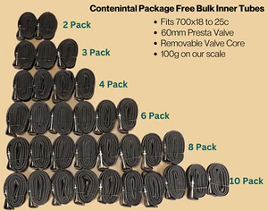 Continental Race 28 700x18-23-25 60mm Presta Road Bike Tube Multi-Pack Lot Bulk - Picture 1 of 9