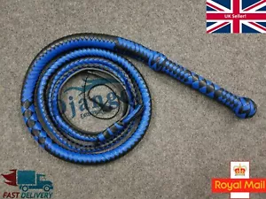 Top de cuero de vaca de 4 a 12 pies 12 trenzas de alta resistencia Bullwhip azul y negro - Imagen 1 de 6