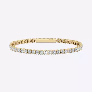 Brazalete de diamantes corte redondo oro amarillo de 18 quilates 6,00 quilates GLI HRD cultivado en laboratorio - Imagen 1 de 8