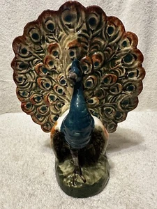Royal Dux Majolica Peacock Spill Vase - Picture 1 of 4