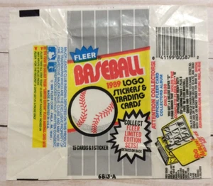 Envoltura de tarjetas de béisbol Fleer 1989 sin envoltura de tarjetas solamente - Imagen 1 de 2