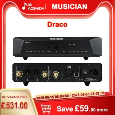 Musician Draco R2R DAC USB/I2S/AES/Opt/Coax Input RCA/XLR Balance Output Decoder - Image 1 of 4