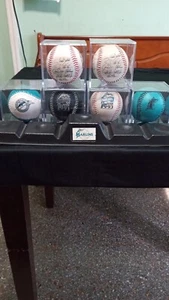 6 Florida Marlins Inaugural Baseballs 2 Are Printed Team Signed  Balls W/Stand  - Picture 1 of 3
