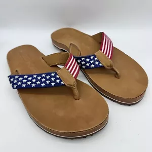 Chanclas Smathers & Branson Old Glory de cuero tostado a punta de aguja para hombre talla 8” - Imagen 1 de 5