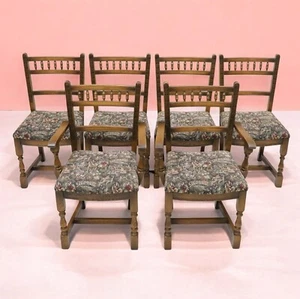 6 Old Charm Dining Chairs Gallery Rail Back 2 Carvers Light Oak FREE UK Delivery - Picture 1 of 24