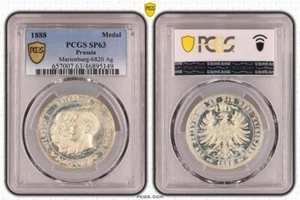Germany Empire three Emperors Years Silver proof Medal 1888 PCGS SP63 - Picture 1 of 1