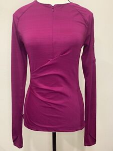 Athleta Pacifica Wrap Front Top Womens XS Magenta  Long Sleeve 1/4 Zip Ruched