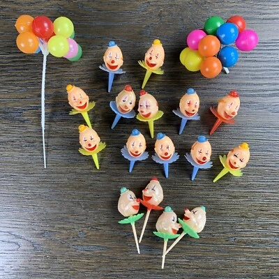 Lote de 16 selecciones y globos de colección Wilton Clown Head Cake Topper Foto 1 de 4