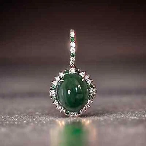 Garnet Tsavorite & Diamond Earrings 14k WG 22.44 TCW Certified $6,950 311038 - Picture 1 of 11