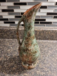 Ruth Paynter Burlington PEI Pottery Signed Pitcher Blue Brown 8" Tall - Picture 1 of 6