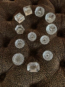 12 pequeñas sales abiertas de cristal vidrio de corte pequeño vintage antiguo delicado bonito - Imagen 1 de 12