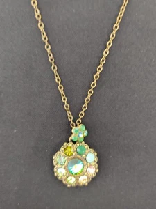 Michal Negrin Israel Swarovski Crystals Flower Iridescent Pendant Necklace Gift - Picture 1 of 1