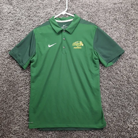 Nike North Dakota State Bison NDSU Medium Green Polo Dri Fit Swoosh Football Cover