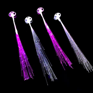 Juego de 4 mechones de pelo LED Party con fibra de vidrio brillante extensiones pinzas para el cabello - Imagen 1 de 9