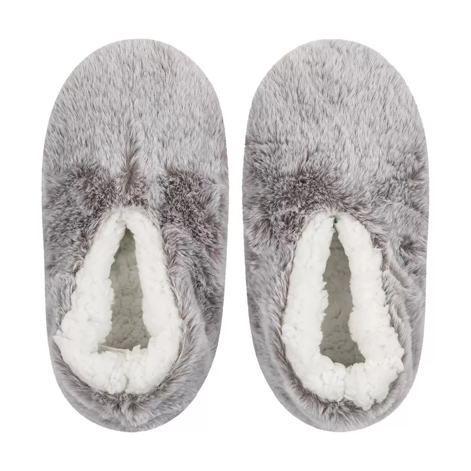 Ladies' Lemon Faux Fur Slipper Sock Super-Soft, Grey or Pink Multi Sizes 1699633 - Image 1 of 1