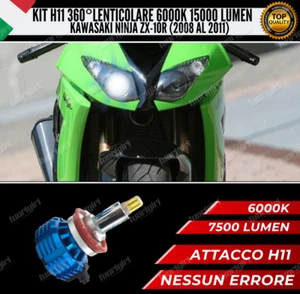 KIT FULL LED H11 ANABBAGLIANTE KAWASAKI NINJA ZX10-R DAL 2008 AL 2011 6000K - Picture 1 of 9