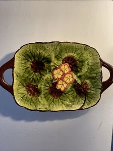 Germany CICO ART DECO MAJOLIKA GRÜNE LILIENAUFLAGE 14" rechteckige PLATTE mit Griff - Bild 1 von 9