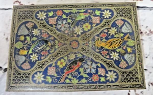 CWS Vintage Biscuit Tin Collectable Birds & Floral Design 11cm Tall 17cm Length - Picture 1 of 7