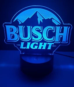 Bush Beer Logo 3D LED Night Light 16 Color Changing Acrylic Decor W/ Remote - Picture 1 of 11