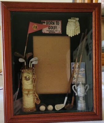 Caja de sombra temática de golf colgante o marco de mesa con inserto de foto 11"X 9" X 2" Foto 1 de 2