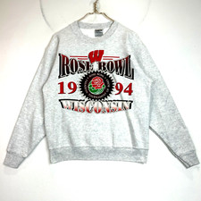 Vintage Wisconsin Badgers Rose Bowl 1994 Sweatshirt Crewneck Size XL Gray Ncaa