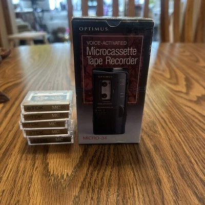 VTG Optimus Micro-34 Voice-Activated Microcassette Tape Recorder NOS 5 TDK MC 60 - Image 1 of 4