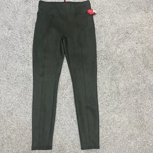Spanx Faux Suede Leggings Women Size Medium Green High Waist #20322R NEW - Picture 1 of 10