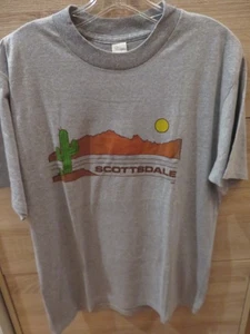 Vintage Single Stitch USA Made Scottsdale AZ Arizona Cactus T Shirt  Grey Sz XL - Picture 1 of 11
