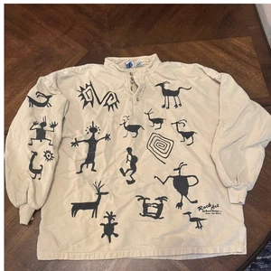 Vintage Rock Art Designs Pullover Shirt Southwestern Graphic Print S/M |F1 - Picture 1 of 7