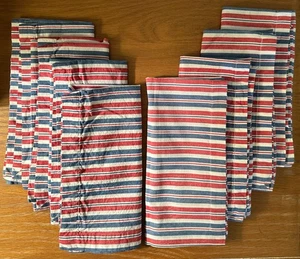 Set of 8 Crate & Barrel Americana Sausalito Cotton Cloth Napkins Red White Blue - Picture 1 of 5