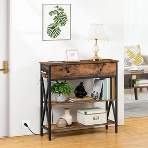 HOOBRO Console Table with Outlets and USB Ports Narrow Entryway Table Sofa Table - Picture 1 of 9