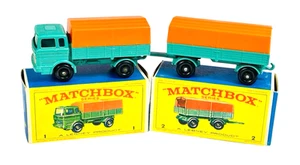 Matchbox Lesney No. 1 & 2 Mercedes Truck & Trailer w/E4 Boxes - Picture 1 of 20