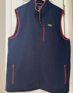 LL Bean Fleece Vest Slightly Fitted Men’s Size 2XL Tall Blue & Orange Full Zip - Picture 1 of 13