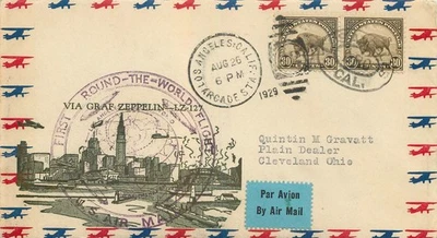 1929, GRAF ZEPELIN FIRST ROUND THE WORLD FLIGHT, US AIRMAIL COMM, LA-CLEVELAND - Image 1 of 2