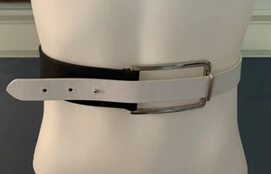 Worth New York Leather Belt Black & White Colour Blocked Sz. S-M Made In Italy - Picture 1 of 7
