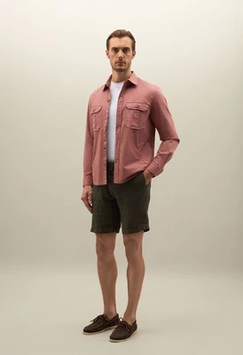 NUEVO Boglioli Rosa Prenda Teñida Elástica Algodón Sobrecamisa Chaqueta Talla L NUEVO CON ETIQUETAS $645 Foto 1 de 4