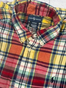 Ralph Lauren Boys Flannel Shirt XL (18-20) Button Down Long Sleeves Plaid Logo - Picture 1 of 10