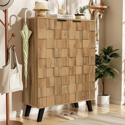 Shoe Cabinet, Wooden Shoe Storage Cupboard Organizer with Adjustable Shelves - Image 1 of 4